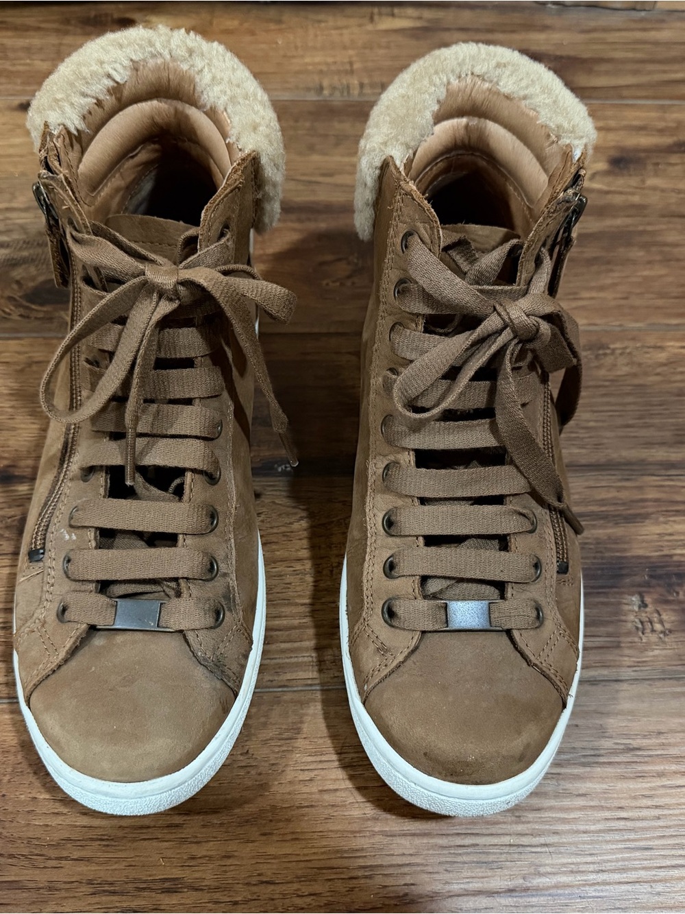 Ugg Women’s Brown Faux-Shearling High-Top Sneakers